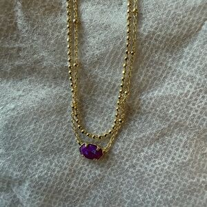 Emilie Gold Multi Strand Necklace in purple stone